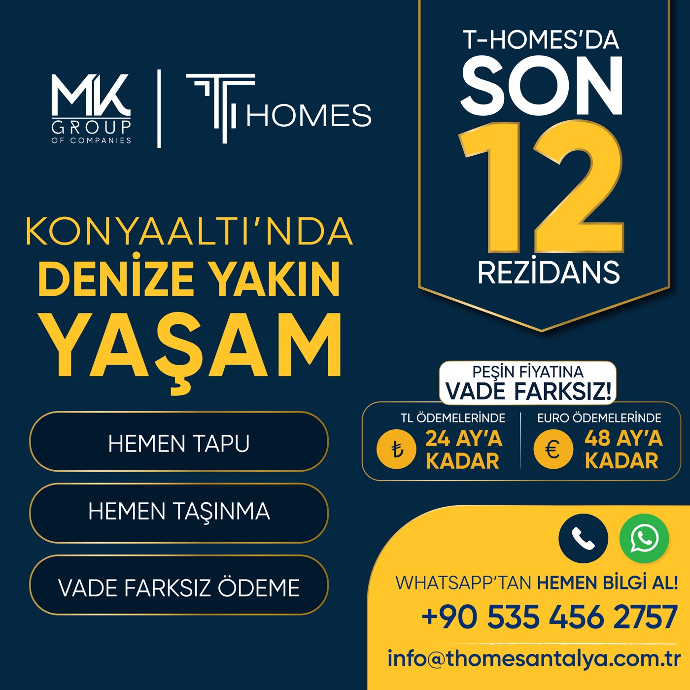 T-Homes'da son 12 rezidans - Konyaaltı'nda denize yakın yaşam